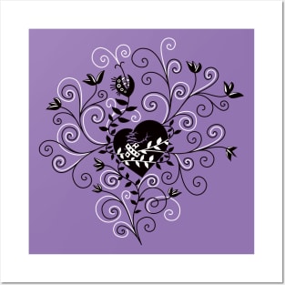 Dark Abstract Whimsical Fixed Broken Heart Posters and Art